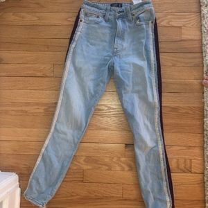 Abercrombie and Fitch Red and White Striped Jeans